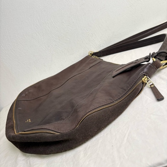 FOSSIL Gwen Hobo Expandable Leather and Suede Large Crossbody Shoulder Bag Purse - Picture 5 of 16